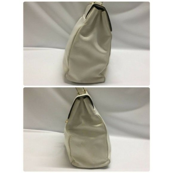 Prada Vitello Daino Handle Style Purse Super Soft White Leather Satchel - Picture 5 of 9